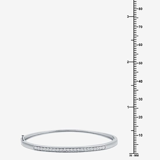 Womens 1/10 CT. T.W. Natural White Diamond Sterling Silver Bangle Bracelet