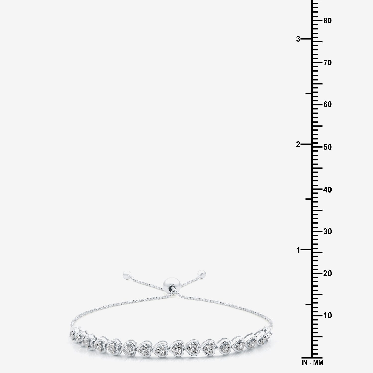 Womens 1/10 CT. T.W. Natural White Diamond Sterling Silver Heart Bolo Bracelet
