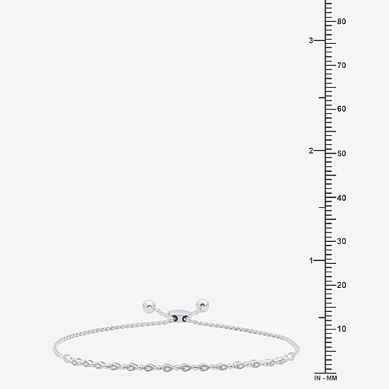 Womens 1/10 CT. T.W. Natural White Diamond Sterling Silver Bolo Bracelet