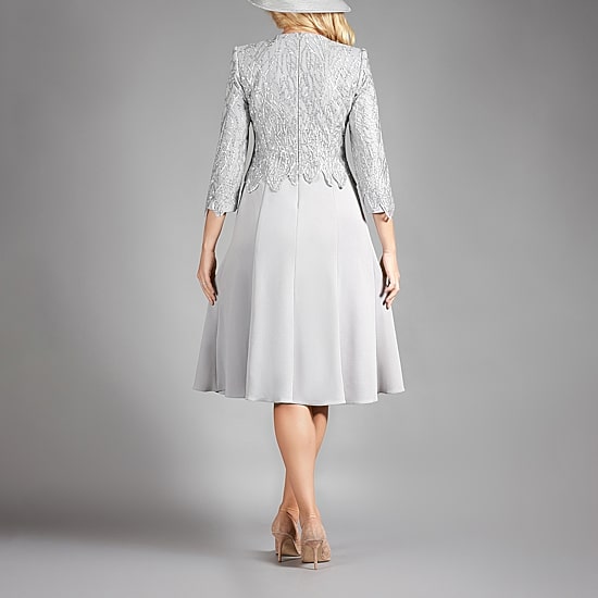 Giovanna Collection Womens Round Neck 3/4 Sleeve A-Line Dress