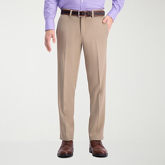 Haggar Cool 18 Pro Mens Comfort Waistband Straight Fit Flat Front Pant