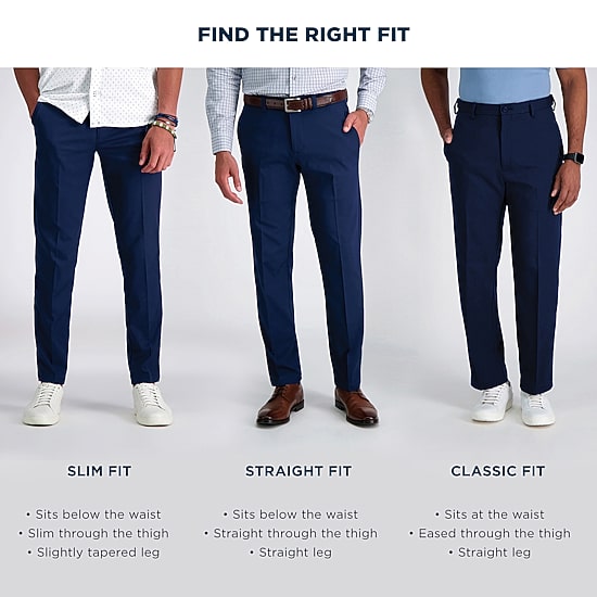 Haggar Cool 18 Pro Mens Comfort Waistband Straight Fit Flat Front Pant
