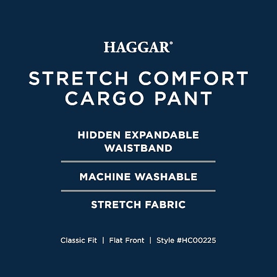 Haggar Stretch Comfort Cargo Mens Stretch Fabric Classic Fit Cargo Pant
