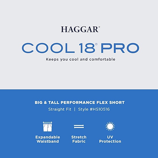 Haggar Cool 18 Pro Mens 7" Stretch Fabric Moisture Wicking Quick Dry Golf Short