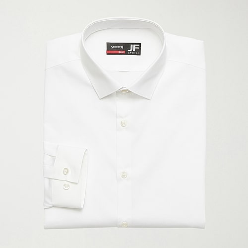 J. Ferrar Ultra Comfort Slim Mens Slim Fit Stretch Fabric Wrinkle Free Long Sleeve Dress Shirt, 18-18.5 34-35, White