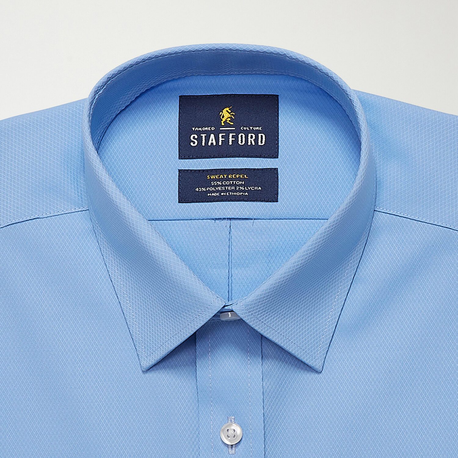 Stafford Sweat Repel Advanced Performance Mens Regular Fit Stretch Fabric Wrinkle Free Long Sleeve Dress Shirt