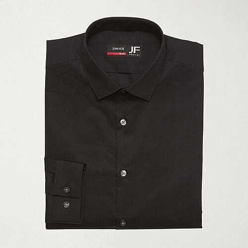 J. Ferrar Ultra Comfort Slim Mens Slim Fit Stretch Fabric Wrinkle Free Long Sleeve Dress Shirt, 18-18.5 34-35, Black