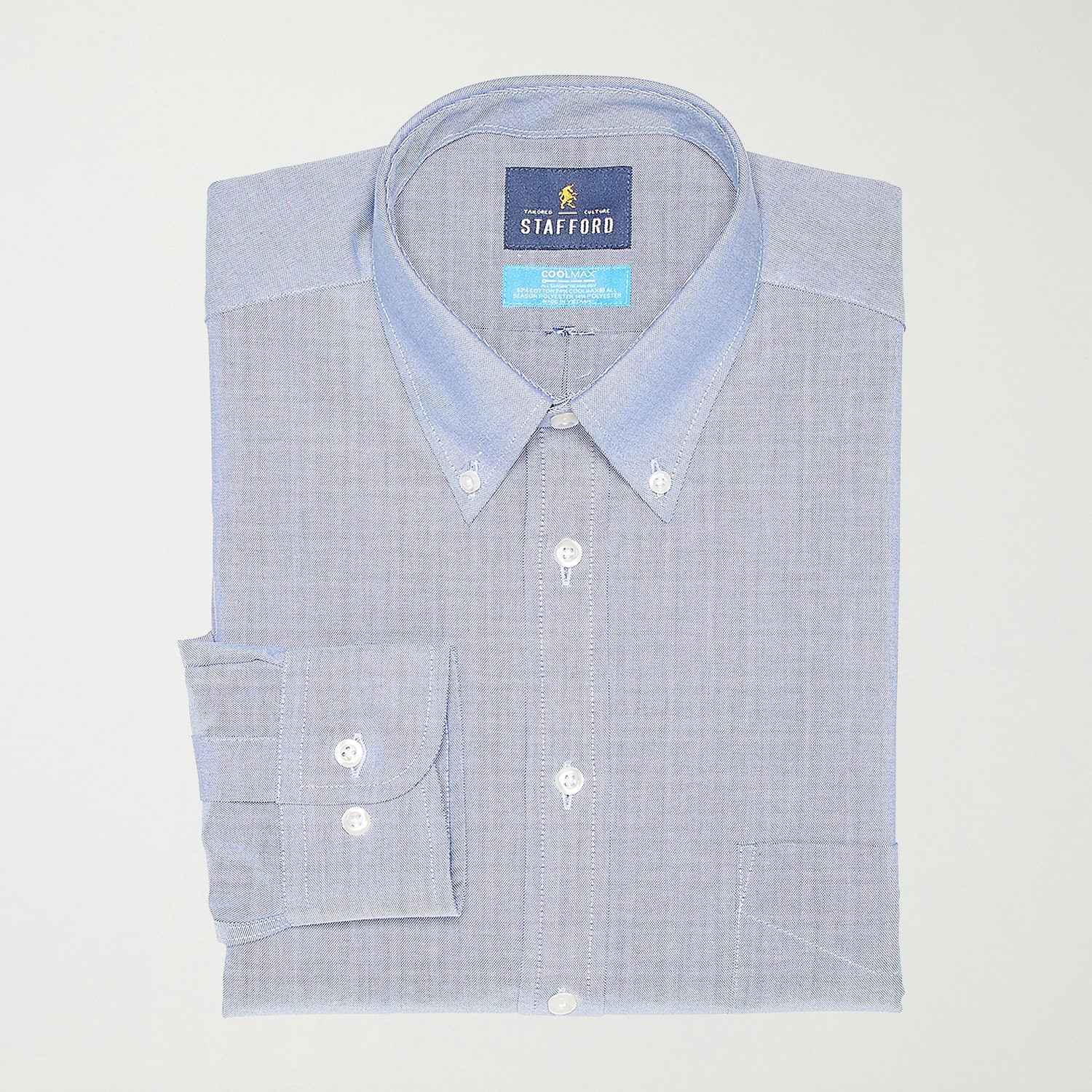 Stafford Coolmax All Season Ecomade Oxford Mens Regular Fit STRETCH FABRIC Wrinkle Free Long Sleeve Dress Shirt