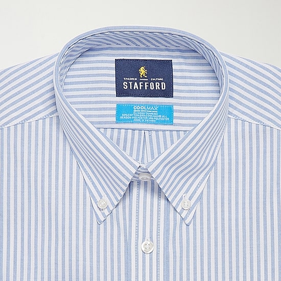 Stafford Coolmax All Season Ecomade Oxford Mens Regular Fit Stretch Fabric Wrinkle Free Long Sleeve Dress Shirt