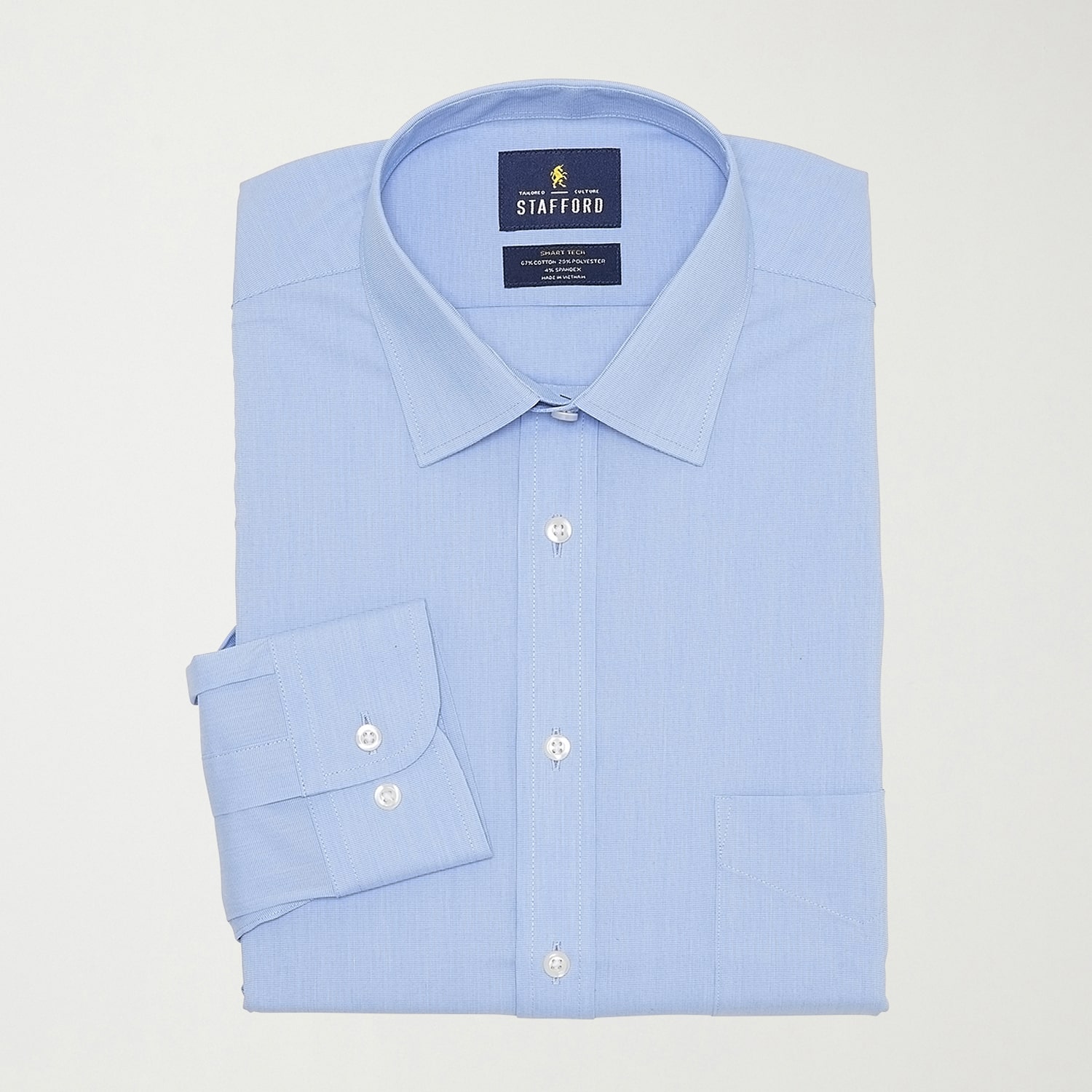 Stafford Smart Tech Mens Regular Fit STRETCH FABRIC Wrinkle Free Long Sleeve Dress Shirt