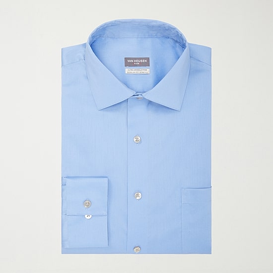 Van Heusen Ultra Flex Mens Regular Fit Stretch Fabric Wrinkle Free Long Sleeve Dress Shirt