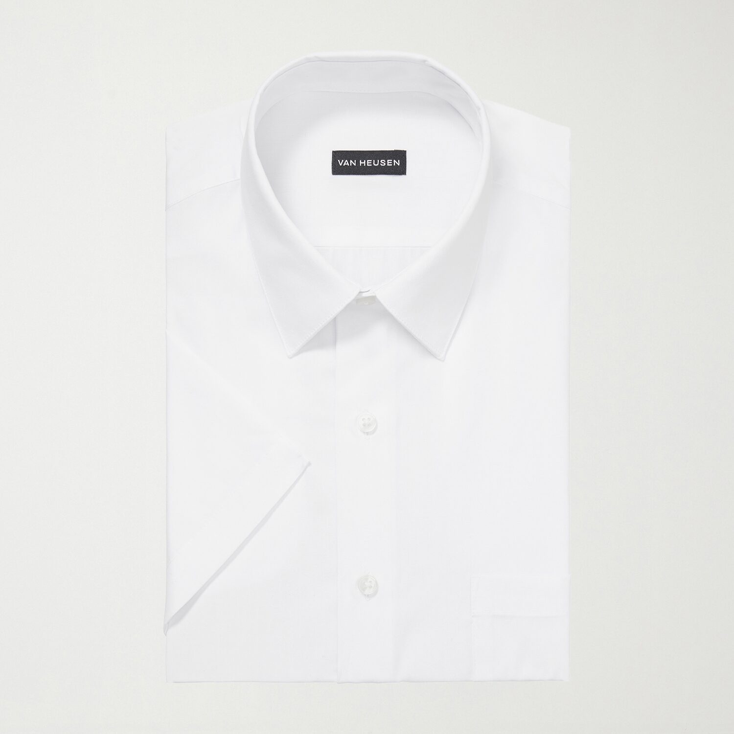 Van Heusen Poplin Mens Regular Fit Easy Care Wrinkle Free Short Sleeve Dress Shirt