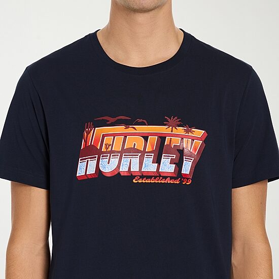 Hurley Mens Crew Neck Short Sleeve Regular Fit Graphic T-Shirt