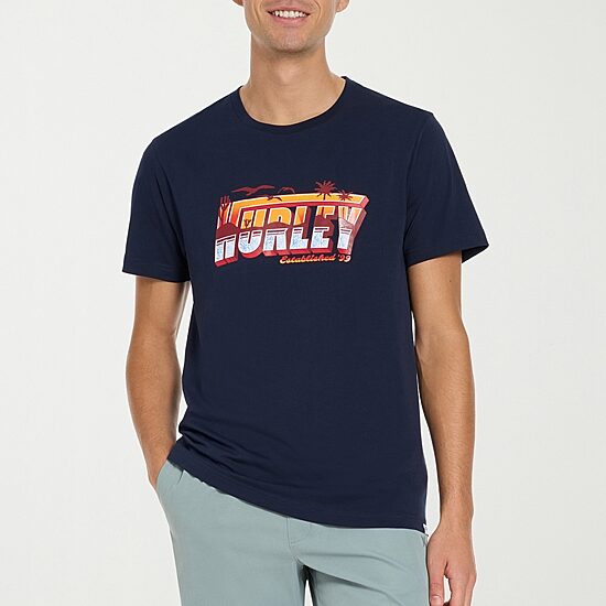 Hurley Mens Crew Neck Short Sleeve Regular Fit Graphic T-Shirt
