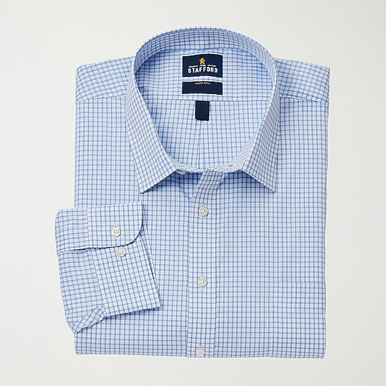 Stafford Big and Tall Smart Tech Mens Regular Fit Stretch Fabric Wrinkle Free Long Sleeve Dress Shirt