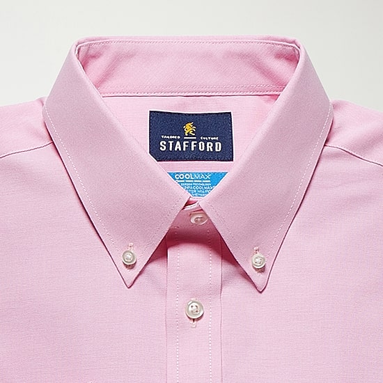 Stafford Coolmax All Season Ecomade Oxford Mens Regular Fit Stretch Fabric Wrinkle Free Long Sleeve Dress Shirt