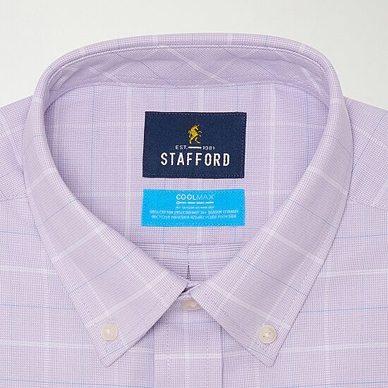 Stafford Coolmax All Season Ecomade Oxford Mens Regular Fit Stretch Fabric Wrinkle Free Long Sleeve Dress Shirt