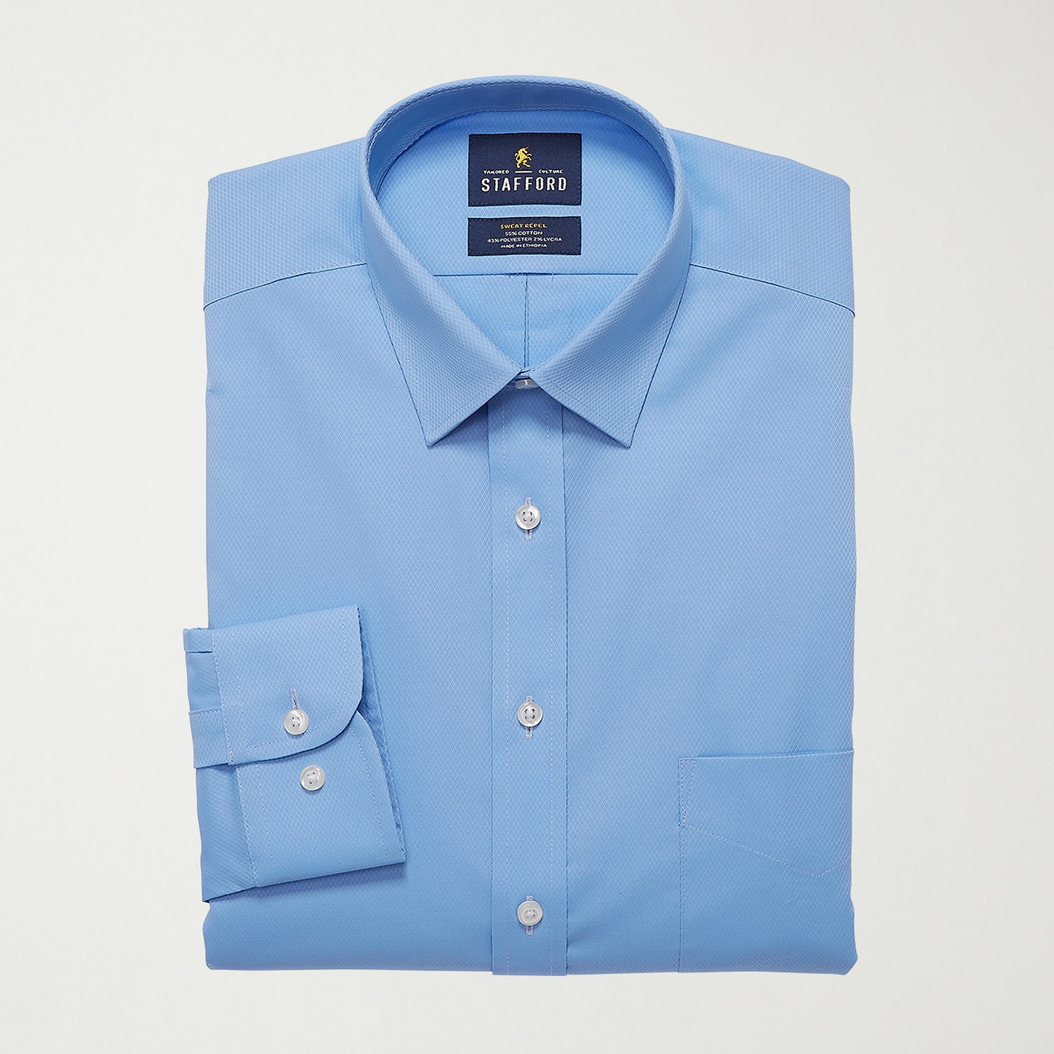 Stafford Big & Tall Advanced Performance Sweat Repel Mens Regular Fit Stretch Fabric Wrinkle Free Long Sleeve Dress Shirt