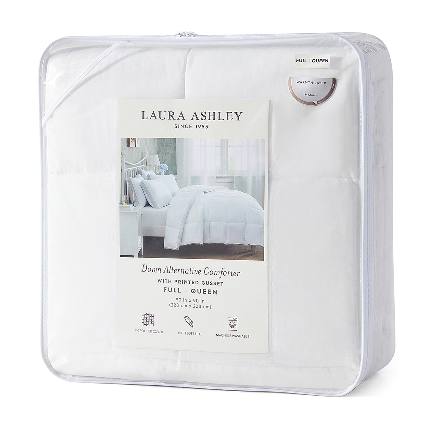 Laura Ashley All Seasons Down Alternative Comforter With Printed Gusset