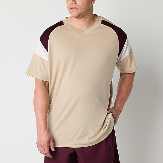 Xersion Mesh Mens V Neck Short Sleeve Quick Dry Active Big and Tall T-Shirt