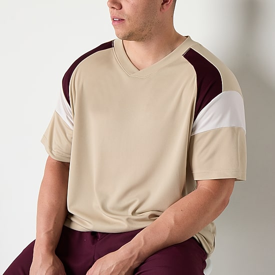 Xersion Mesh Mens V Neck Short Sleeve Quick Dry Active Big and Tall T-Shirt
