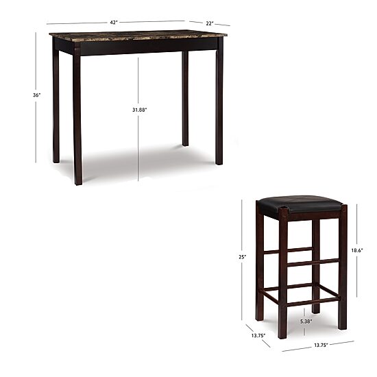 Linon Faux Stone Paper Wrapped Top 3-pc. Pub Set