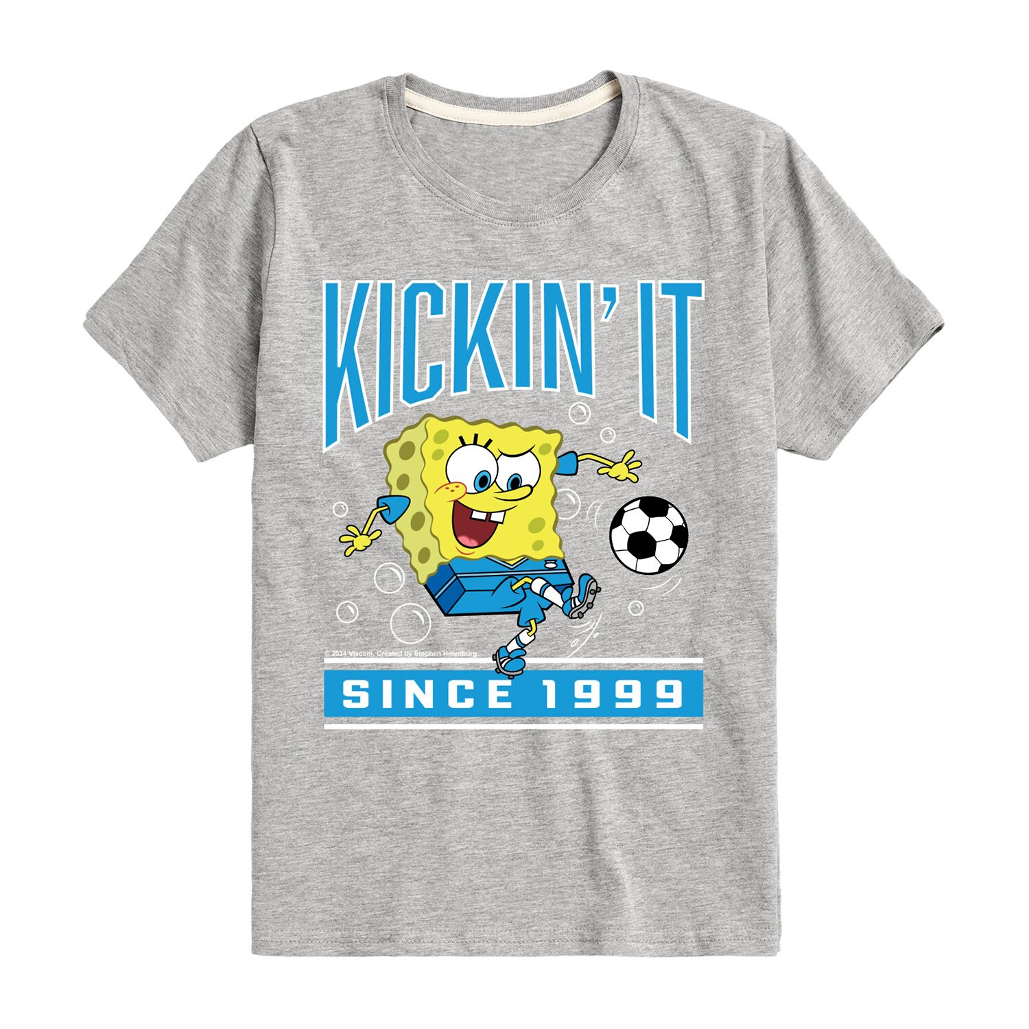 Kickin It Since 1999 Little & Big Kid Boys Crew Neck Short Sleeve Regular Fit Spongebob Graphic T-Shirt
