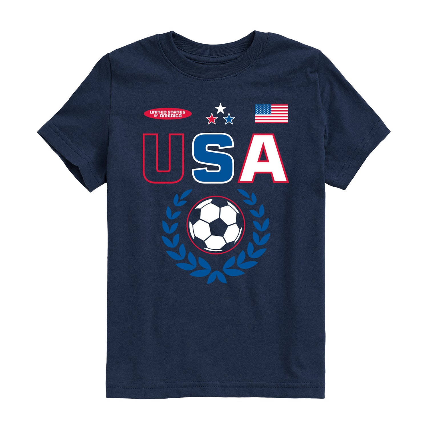 Usa Soccer Little & Big Kid Boys Crew Neck Short Sleeve Regular Fit Graphic T-Shirt
