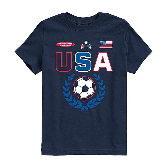 Usa Soccer Little & Big Kid Boys Crew Neck Short Sleeve Regular Fit Graphic T-Shirt