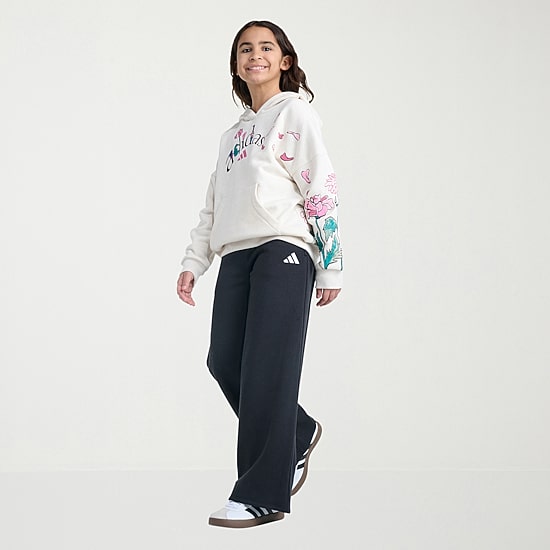 adidas Big Kid Girls Mid Rise Wide Leg Regular Fit Fleece Pull-On Pant