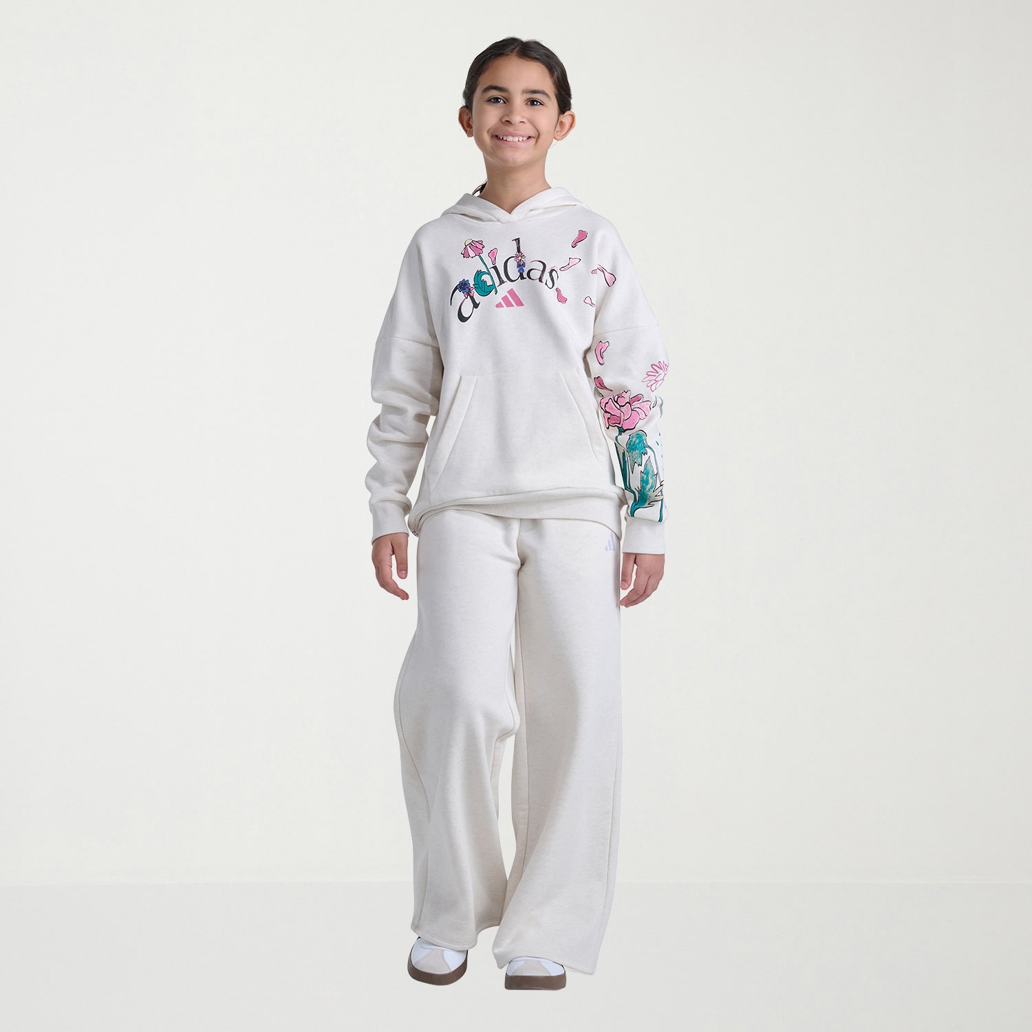 adidas Big Kid Girls Mid Rise Wide Leg Regular Fit Fleece Pull-On Pant