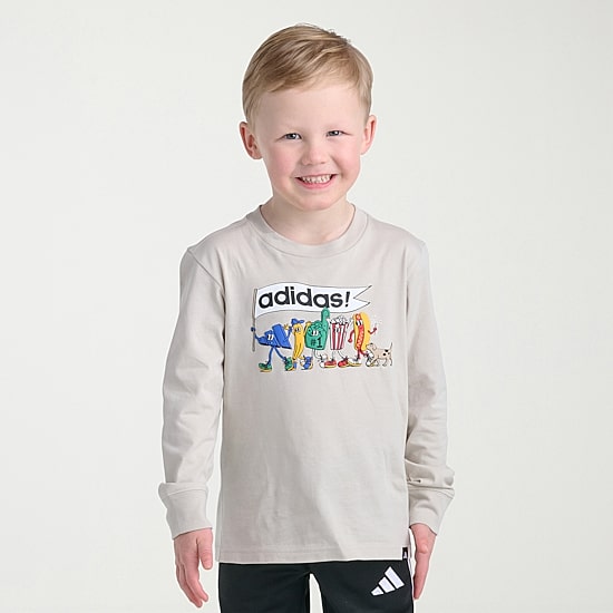 adidas Little Boys Crew Neck Long Sleeve Regular Fit Graphic T-Shirt