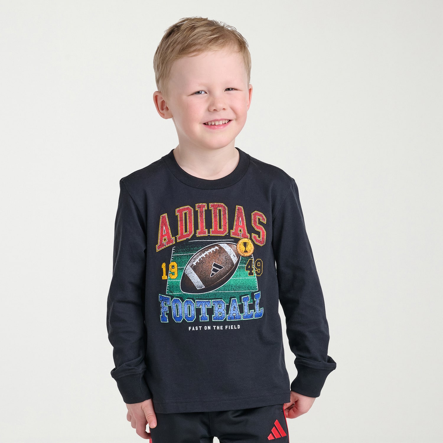 adidas Little Boys Crew Neck Long Sleeve Regular Fit Graphic T-Shirt