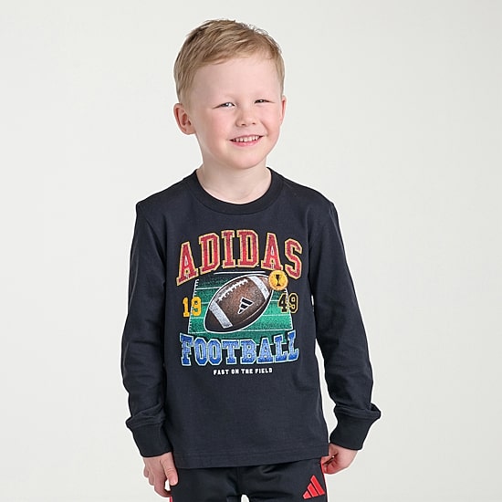 adidas Little Boys Crew Neck Long Sleeve Regular Fit Graphic T-Shirt