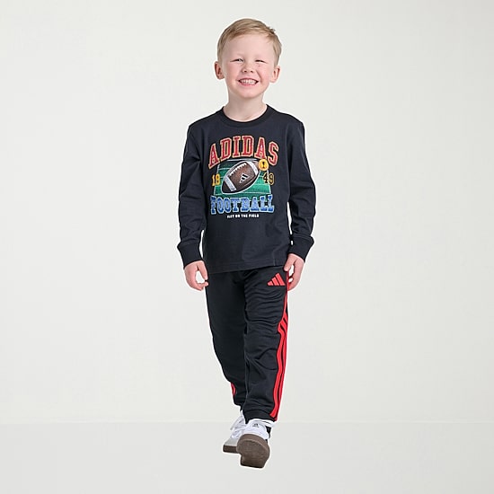 adidas Little Boys Crew Neck Long Sleeve Regular Fit Graphic T-Shirt
