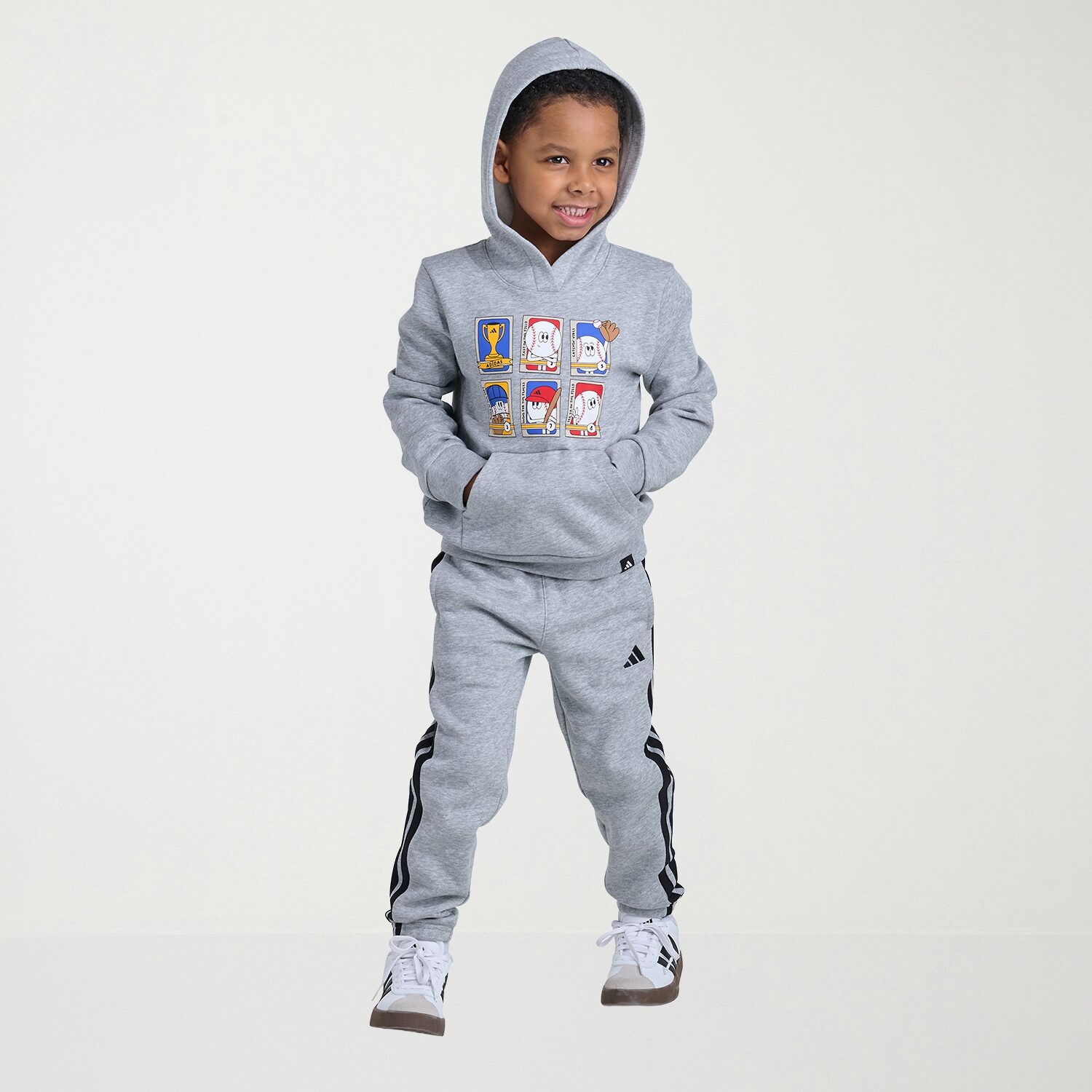 adidas Little Boys Long Sleeve Fleece Active Hoodie