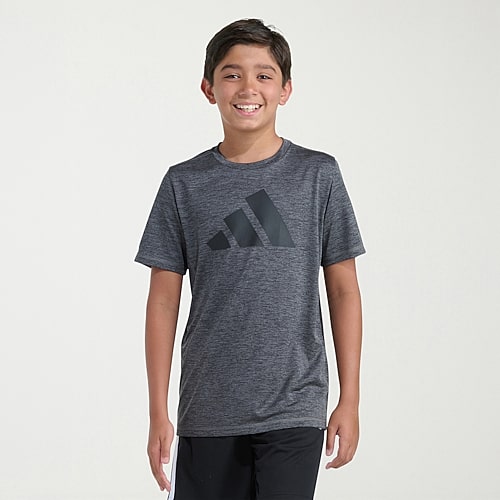 adidas Boys' 8-20 Short-Sleeve Essential Poly Melange T-Shirt - Dark Heather