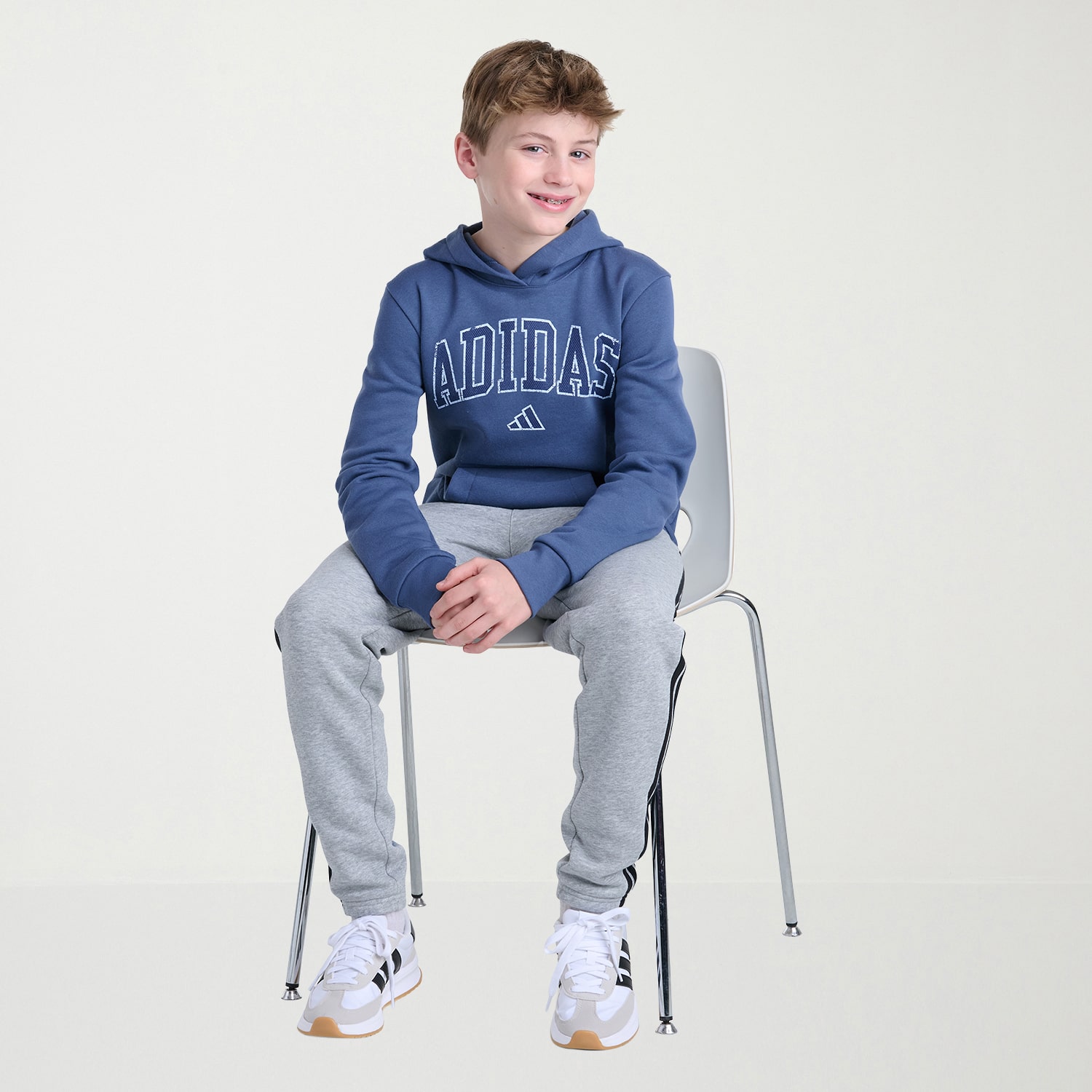 adidas Big Kid Boys Long Sleeve Fleece Active Hoodie