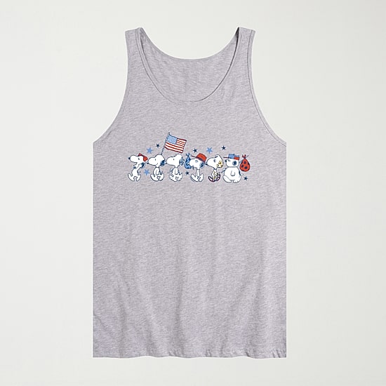 Novelty Mens Scoop Neck Sleeveless Peanuts Snoopy Tank Top