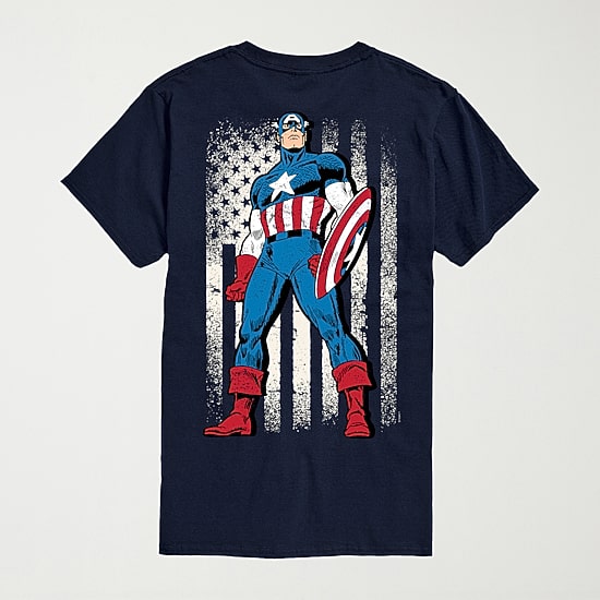 Novelty Mens Crew Neck Short Sleeve Regular Fit Captain America Marvel Graphic T-Shirt