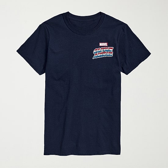 Novelty Mens Crew Neck Short Sleeve Regular Fit Captain America Marvel Graphic T-Shirt