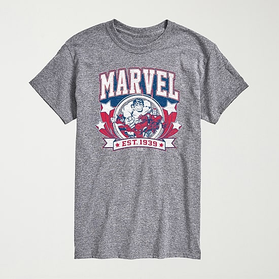 Novelty Mens Crew Neck Short Sleeve Regular Fit Marvel Graphic T-Shirt