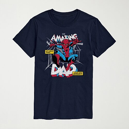 Novelty Mens Crew Neck Short Sleeve Regular Fit Spiderman Graphic T-Shirt, X-large, Blue