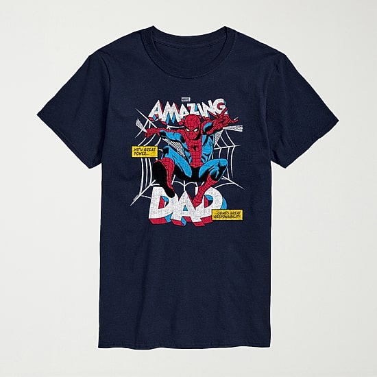 Novelty Mens Crew Neck Short Sleeve Regular Fit Spiderman Graphic T-Shirt