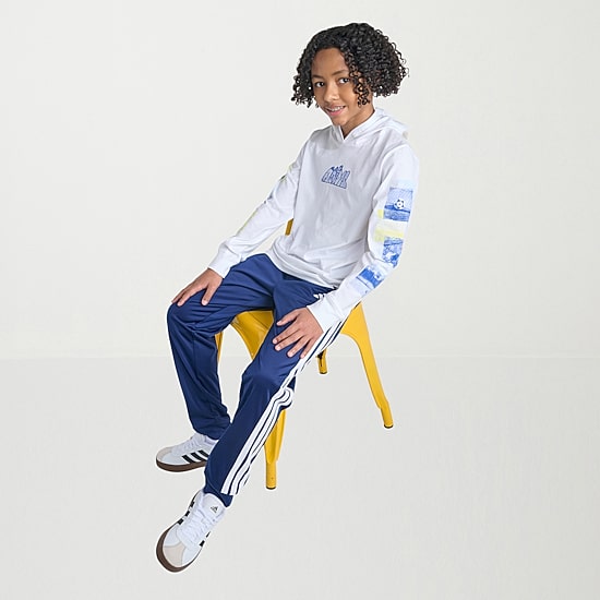 adidas Big Kid Boys Hooded Long Sleeve Regular Fit Graphic T-Shirt