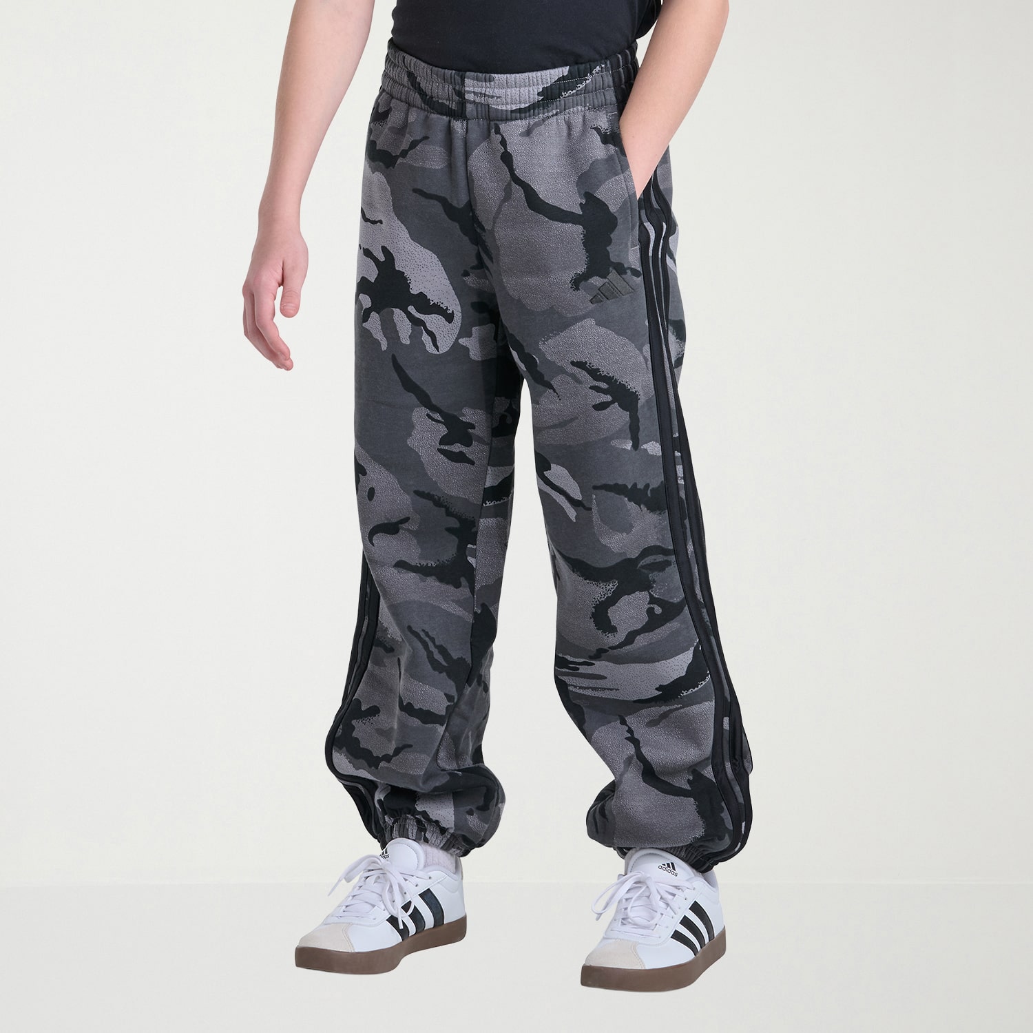 adidas Big Kid Boys Mid Rise Cuffed Regular Fit Fleece Pull-On Pant