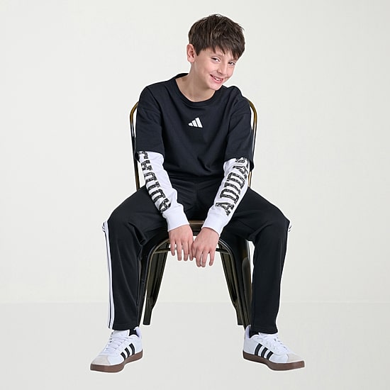adidas Big Kid Boys Crew Neck Long Sleeve Regular Fit Graphic T-Shirt