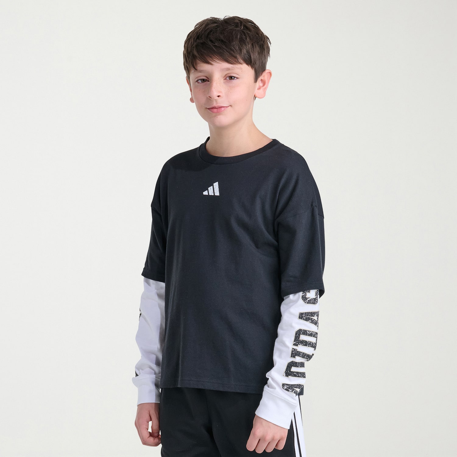 adidas Big Kid Boys Crew Neck Long Sleeve Regular Fit Graphic T-Shirt