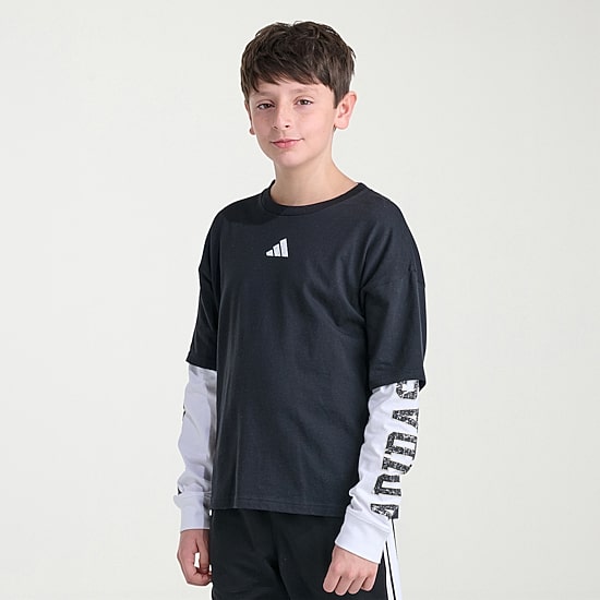 adidas Big Kid Boys Crew Neck Long Sleeve Regular Fit Graphic T-Shirt