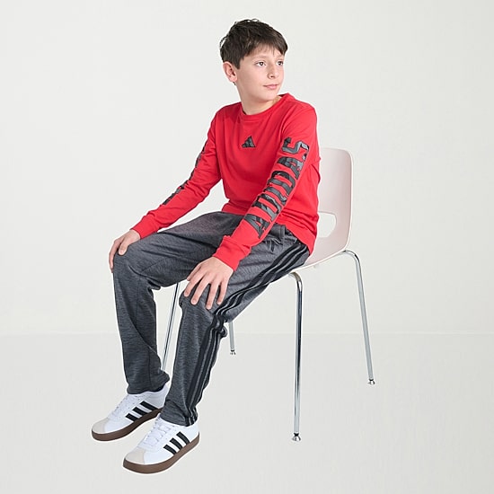 adidas Big Kid Boys Crew Neck Long Sleeve Regular Fit Graphic T-Shirt